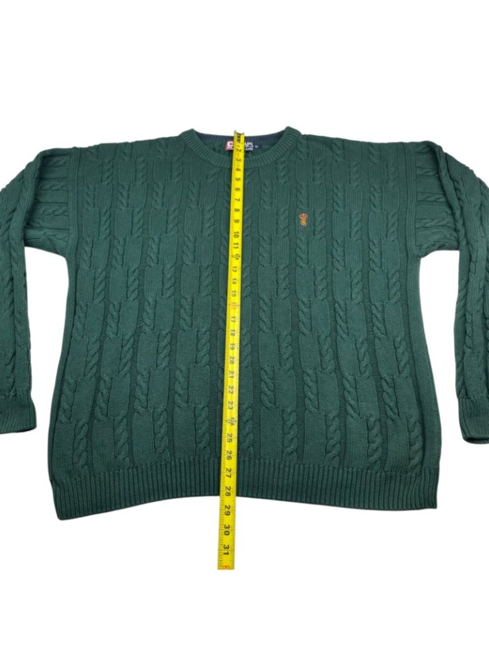 VTG Ralph Lauren Chaps Men's 100% Cotton Fisherman Cable-Knit Sweater Green • XL - Picture 4 of 6